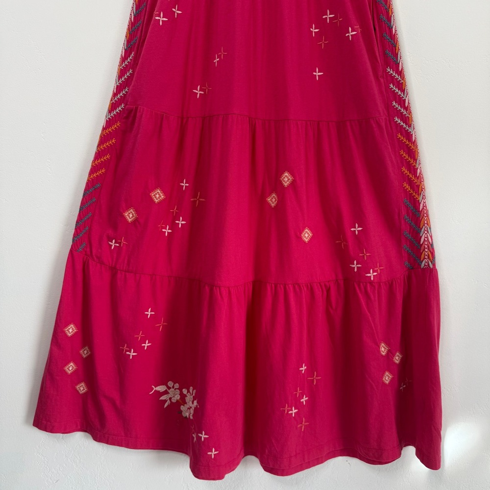 Johnny Was‎ Ceretti Tiered Maxi Dress Pink Tiered Small Boho Artisan Resort Folk - Picture 5 of 13